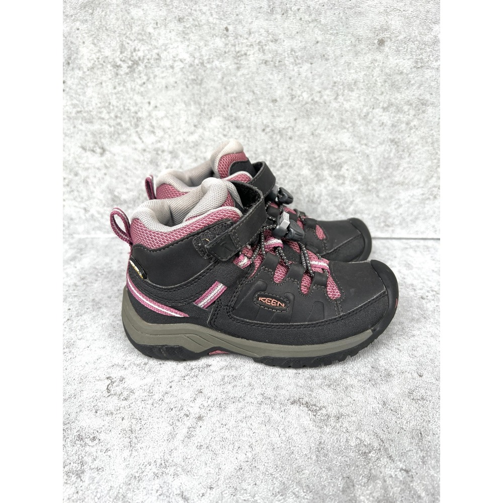 Keen Targhee Hiking Boots Kids Girls Size 11 Black Pink Waterproof Hiking Camp